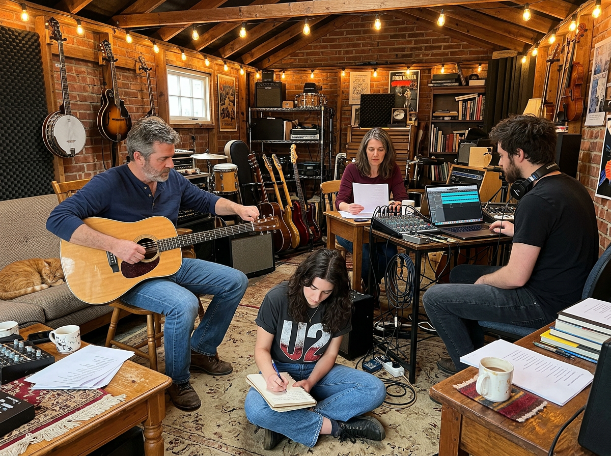 The Sullivan Family in their studio